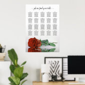 Rust Orange Rose 20 Tabelle Hochzeitstabelle Poster (Heimbüro)