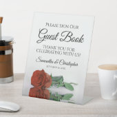 Rust Orange Rose Bitte unterschreiben Sie unser Gä Sockelschild (In SItu)