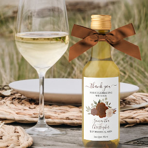 Rust Orange Rose Elegant Wedding Danke Mini Weinetikett