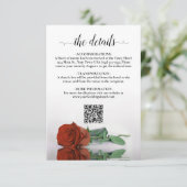 Rust Orange Rose Elegante Wedding Details QR Code Begleitkarte (Stehend Vorderseite)