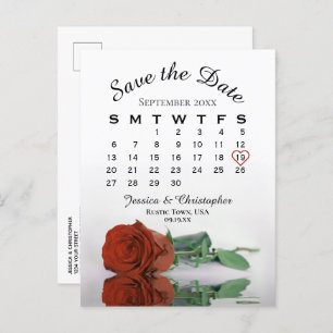 Rust Orange Rose Hochzeitkalender Save the Date Ankündigungspostkarte