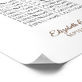 Rust Orange Rose Hochzeitsdiagramm Poster (Ecke)