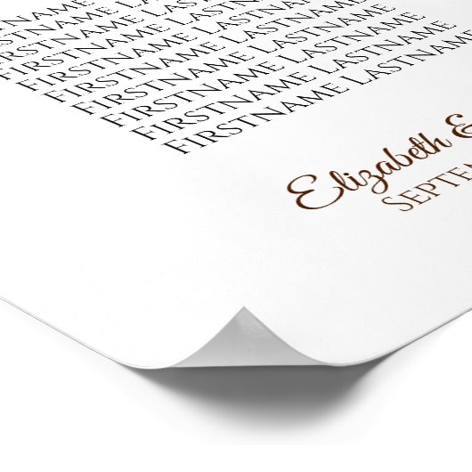 Rust Orange Rose Hochzeitsdiagramm Poster (Ecke)