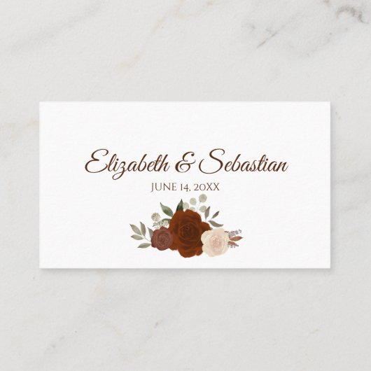 Rust Orange Rose Hochzeitstichtraining-Escortkarte Platzkarte (Rückseite)