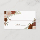 Rust Orange Rose Hochzeitstichtraining-Escortkarte Platzkarte (Vorderseite)