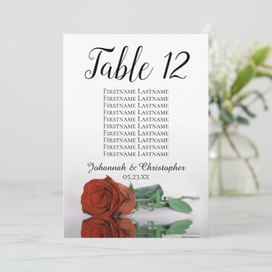 Rust Orange Rose Hochzeitstisch Seekarte Große (Stehend Vorderseite)
