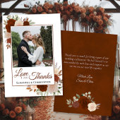 Rust Orange Rose Liebe Dank Hochzeitsszenario Foto Dankeskarte