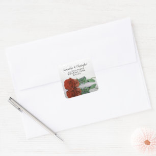 Rust Orange Rose Rücksendeadresse Umschlag Aufkleb Quadratischer Aufkleber