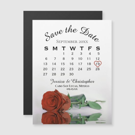 Rust Orange Rose Save the Date Kalender Magnet (Vorne/Hinten)