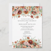 Rust Orange Sage Green Creme Blume Hochzeit im Her Einladung (Vorderseite)