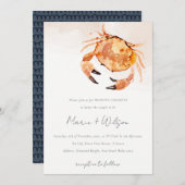 Rust Orange Sand Coastal Crab Nautical Wedding Einladung (Vorne/Hinten)
