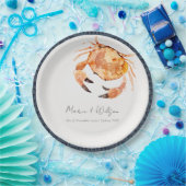 Rust Orange Sand Coastal Crab Nautical Wedding Pappteller (Party)