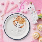 Rust Orange Sand Coastal Crab Nautical Wedding Pappteller (Party)