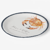 Rust Orange Sand Coastal Crab Nautical Wedding Pappteller (Schrägansicht)