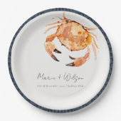Rust Orange Sand Coastal Crab Nautical Wedding Pappteller (Vorderseite)