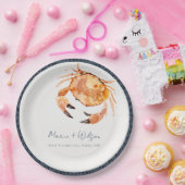 Rust Orange Sand Coastal Crab Nautical Wedding Pappteller (Party)