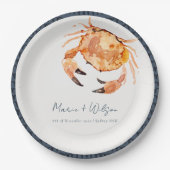 Rust Orange Sand Coastal Crab Nautical Wedding Pappteller (Vorderseite)
