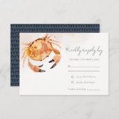 Rust Orange Sand Coastal Crab Nautical Wedding R RSVP Karte (Vorne/Hinten)