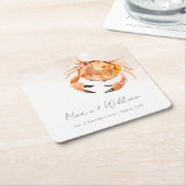 Rust Orange Sand Coastal Crab Nautical Wedding Rechteckiger Pappuntersetzer (angewinkelt)