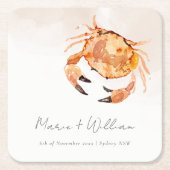 Rust Orange Sand Coastal Crab Nautical Wedding Rechteckiger Pappuntersetzer (Vorderseite)