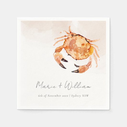 Rust Orange Sand Coastal Crab Nautical Wedding Serviette (Vorderseite)