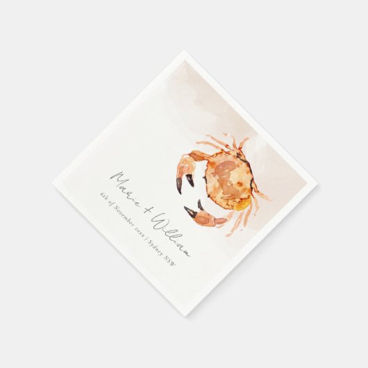 Rust Orange Sand Coastal Crab Nautical Wedding Serviette (Ecke)