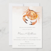 Rust Orange Sand Coastal Crab Nautische Verlobung Einladung (Vorderseite)