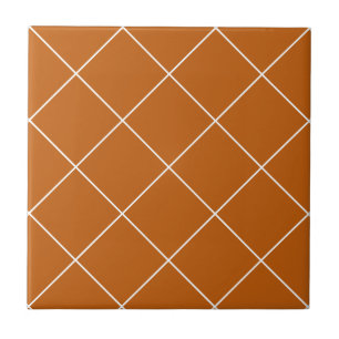 Rust Orange Simple Geometris Trendy Diamond Grid Fliese