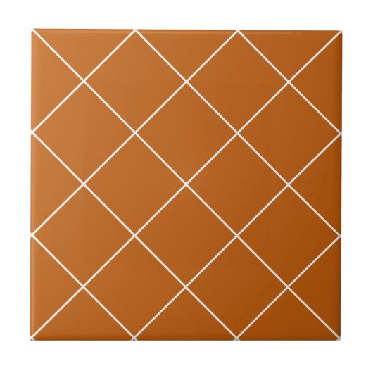 Rust Orange Simple Geometris Trendy Diamond Grid Fliese (Vorderseite)