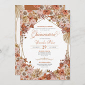 Rust Orange Verlasse Autum Falll Floral Quinceaner Einladung (Vorne/Hinten)