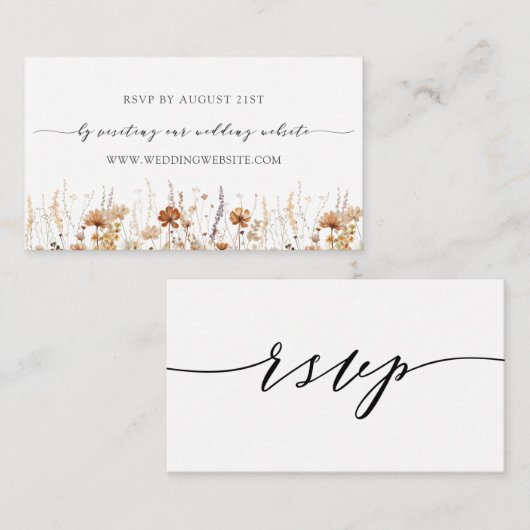 Rust Orange Wedding RSVP Online im Herbst Begleitkarte (Vorne/Hinten)