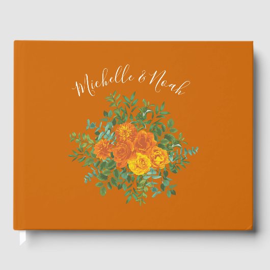 Rust Orange Wedding Vintag Floral Gästebuch (Vorderseite)