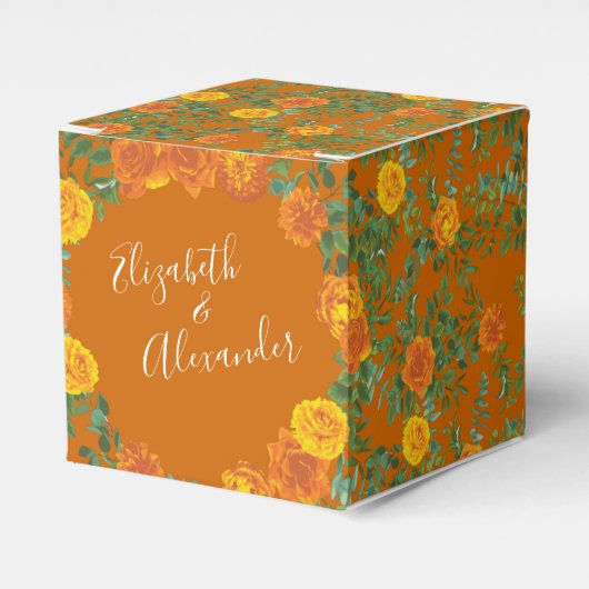 Rust Orange Wedding Vintag Floral Geschenkschachtel (Vorderseite)