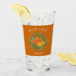 Rust Orange Wedding Vintag Floral Glas