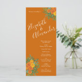 Rust Orange Wedding Vintag Floral Menükarte (Stehend Vorderseite)