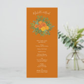 Rust Orange Wedding Vintag Floral Menükarte (Stehend Vorderseite)