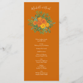 Rust Orange Wedding Vintag Floral Menükarte