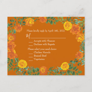 Rust Orange Wedding Vintag Floral Postkarte