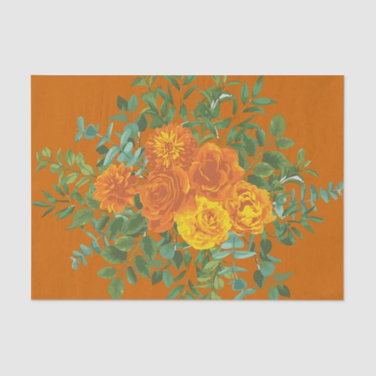 Rust Orange Wedding Vintag Floral Seidenpapier (Vorderseite)