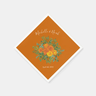 Rust Orange Wedding Vintag Floral Serviette