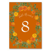 Rust Orange Wedding Vintag Floral Tischnummer (Vorderseite)