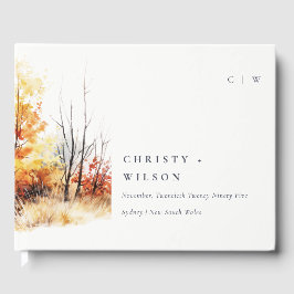 Rust Orange Yellow Autumn Fall Landscape Wedding Gästebuch