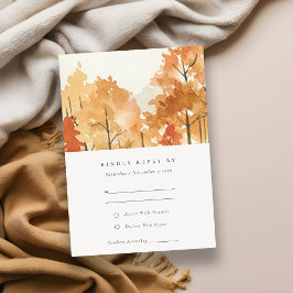 Rust Orange Yellow Herbst Bäume Hochzeit RSVP Begleitkarte