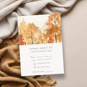 Rust Orange Yellow Herbst Bäume Hochzeit RSVP Begleitkarte