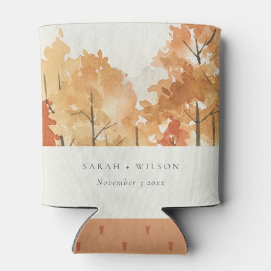 Rust Orange Yellow Herbst Herbstbaum Hochzeit Dosenkühler (Rückseite)