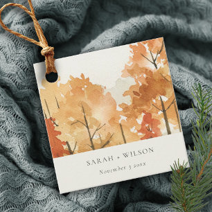 Rust Orange Yellow Herbst Herbstbaum Hochzeit Geschenkanhänger