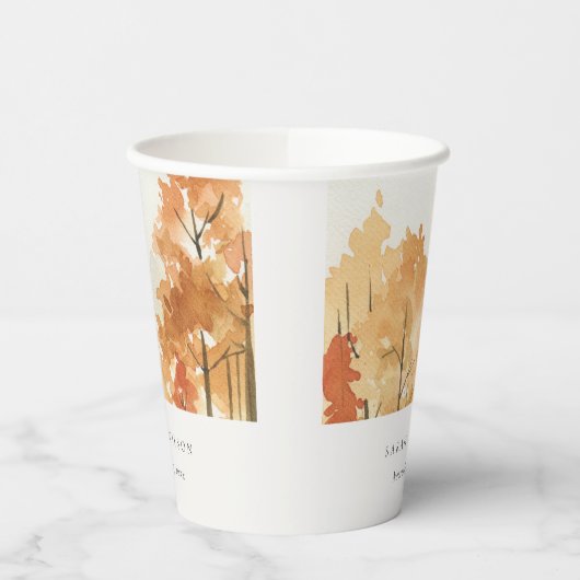 Rust Orange Yellow Herbst Herbstbaum Hochzeit Pappbecher (Links)