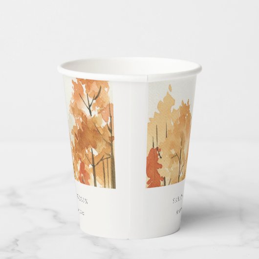 Rust Orange Yellow Herbst Herbstbaum Hochzeit Pappbecher (Rechts)