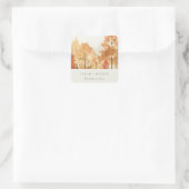 Rust Orange Yellow Herbst Herbstbaum Hochzeit Quadratischer Aufkleber (Tasche)