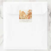 Rust Orange Yellow Herbst Herbstbaum Hochzeit Quadratischer Aufkleber (Tasche)